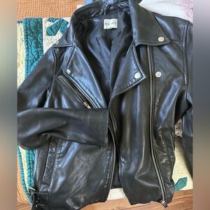Reiss Black Leather Biker Jacket